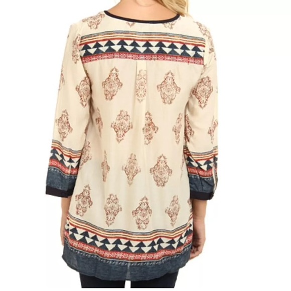 Lucky Brand Mixed Media Tribal Paisley Tunic - Picture 3 of 3